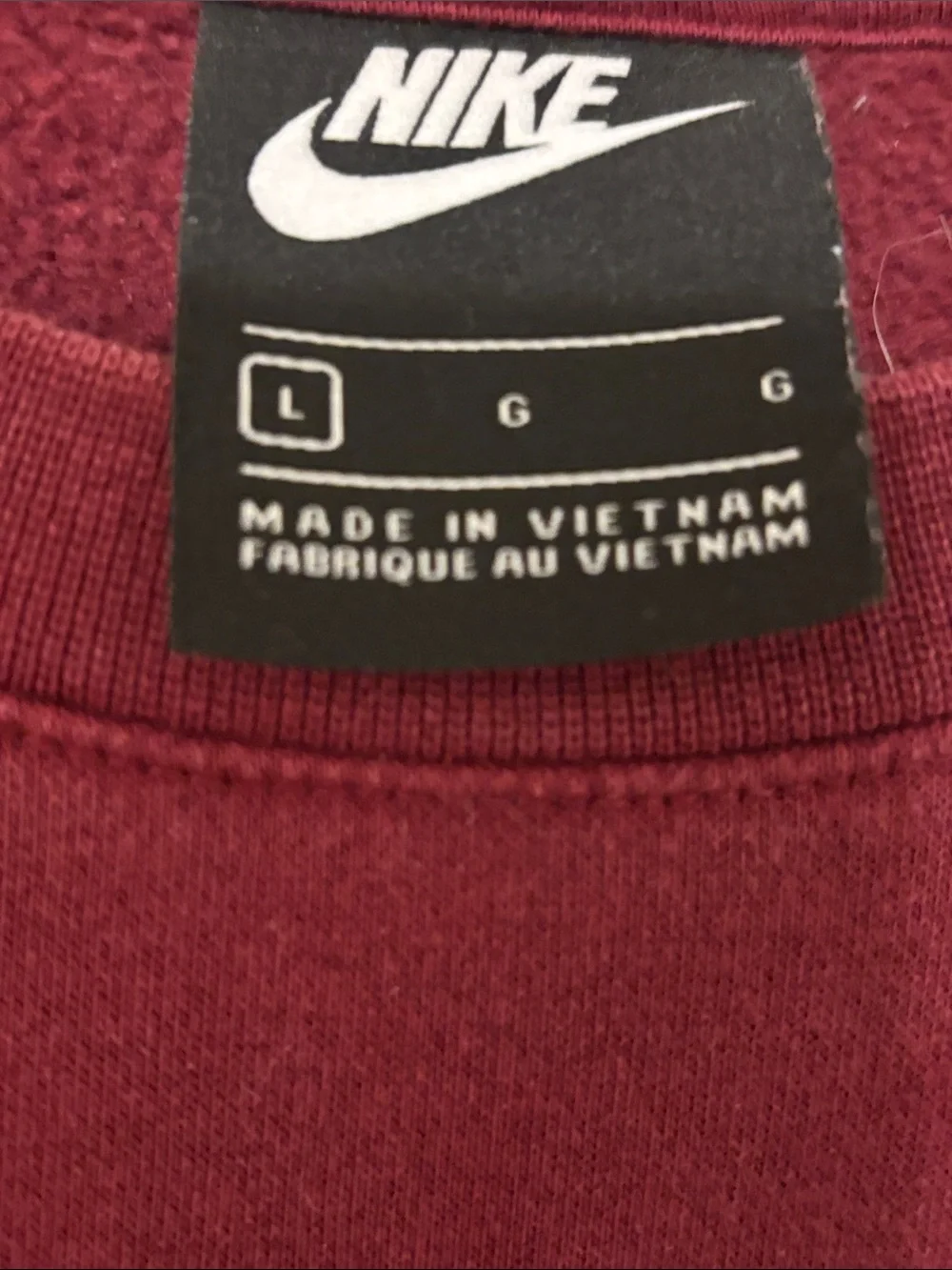 Nike Crewneck Sweatshirt in Burgundy with White Logo